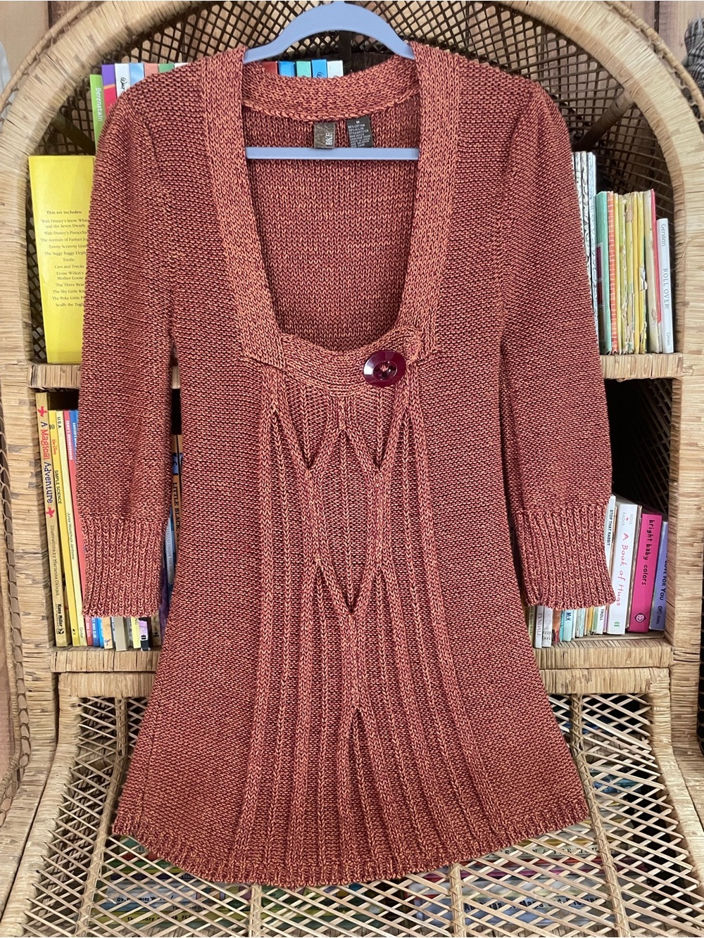 BKE Long Sleeve Knit Tunic Dress in Burnt Copper